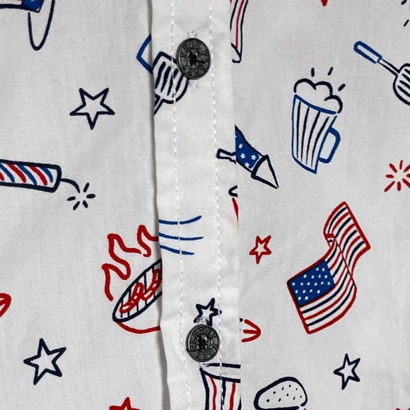 Free Planet White Button Down Patriotic Picnic Summer Size XS - Picture 6 of 11